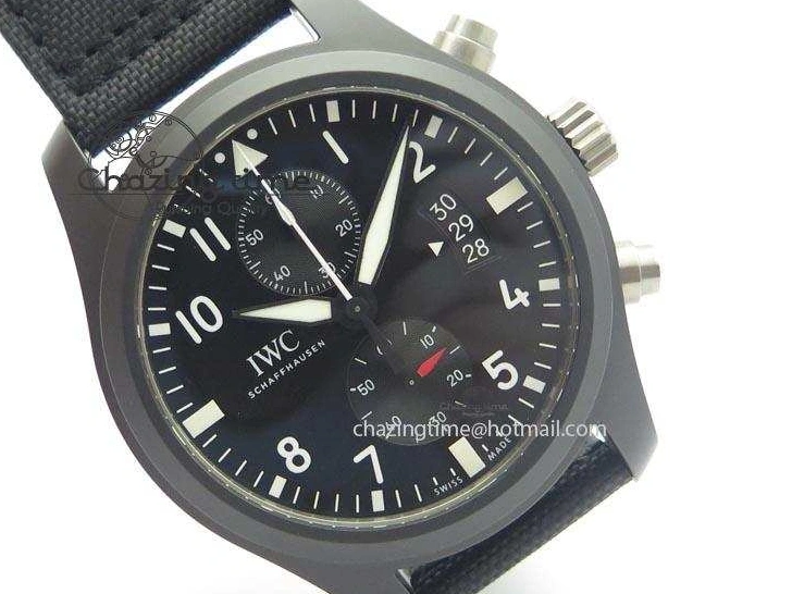 MIROTIME 0412 EasyCare Pilot Chrono IW388001 Real Ceramic ZF 1:1 Best Edition On Black Nylon Strap A 7279